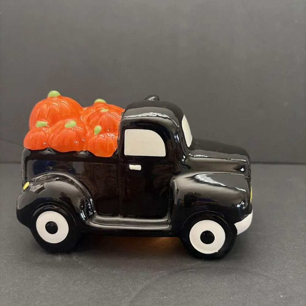 Mr. Halloween Set of 3 Ceramic LED Trucks Ghost Skeleton Jack O' Lantern NWOB